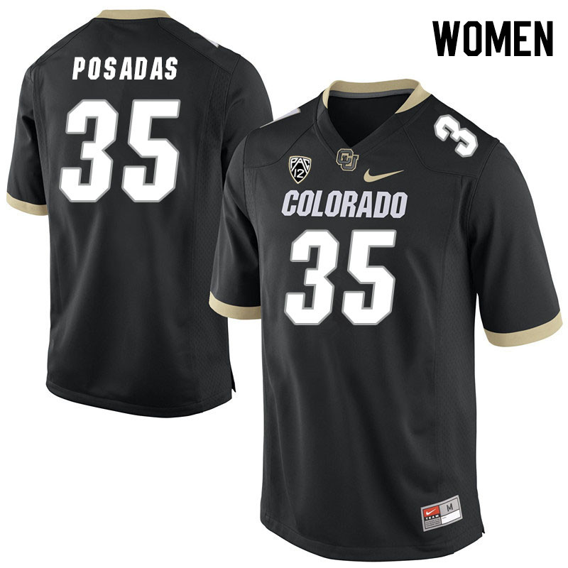 Women #35 Antonio Posadas Colorado Buffaloes College Football Jerseys Stitched Sale-Black - Click Image to Close